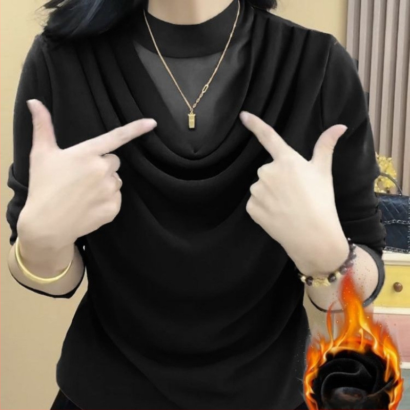 Dámsky top z čipky a polyesteru (95%+), dlhé rukávy, plisované detaily, mestský štýl