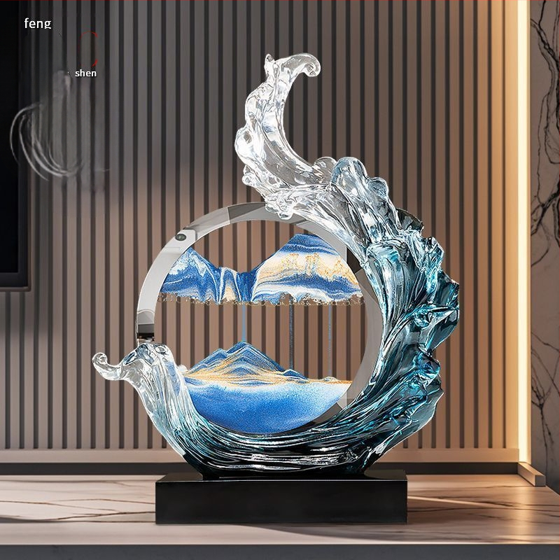 Obraz s tečúcim pieskom - Lion Family, živica, svetlý luxusný štýl, firemný dar