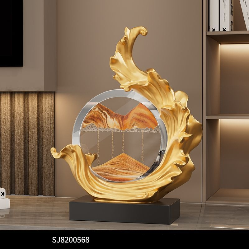 Obraz s tečúcim pieskom - Lion Family, živica, svetlý luxusný štýl, firemný dar