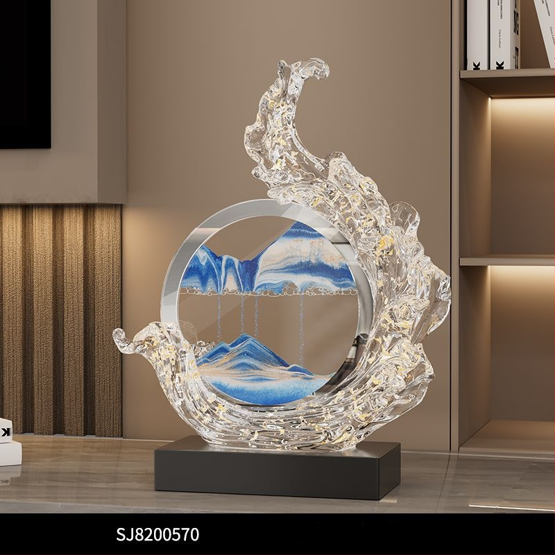 Obraz s tečúcim pieskom - Lion Family, živica, svetlý luxusný štýl, firemný dar