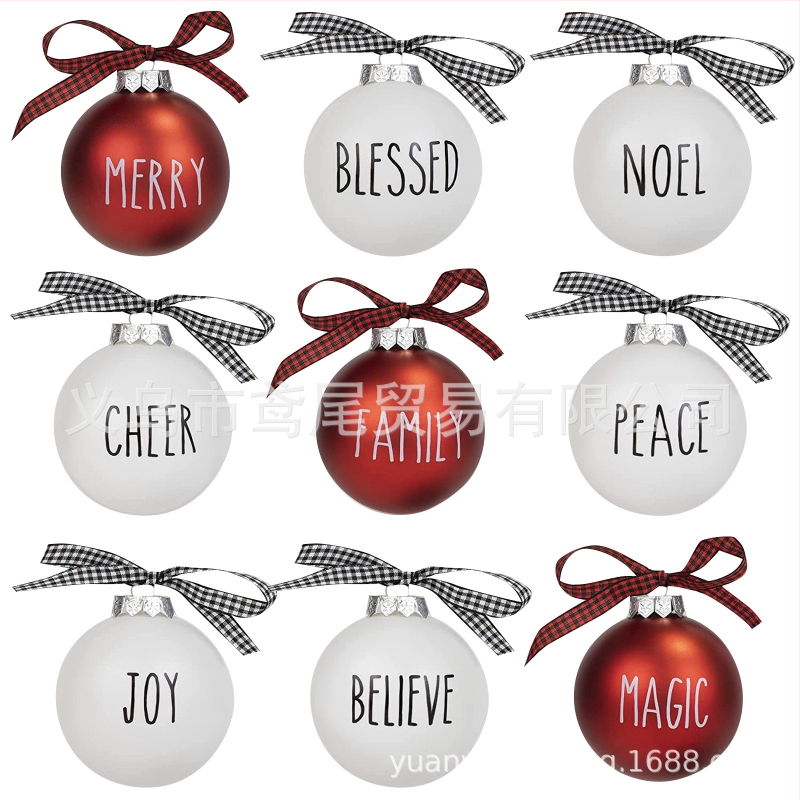 Plastová vianočná guľa ozdoba s mašľou na stromček, 9–12 ks, tlačené, vhodné ako darček