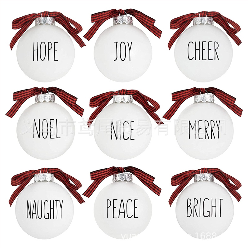 Plastová vianočná guľa ozdoba s mašľou na stromček, 9–12 ks, tlačené, vhodné ako darček