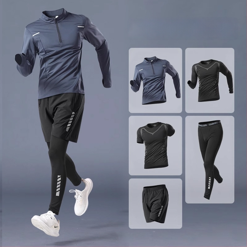 Pánska športová súprava – rýchloschnúci materiál, zmes polyestera – na beh, posilňovanie a jazdu na bicykli, vhodná pre zimu, jar a jeseň