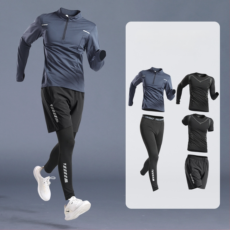 Pánska športová súprava – rýchloschnúci materiál, zmes polyestera – na beh, posilňovanie a jazdu na bicykli, vhodná pre zimu, jar a jeseň