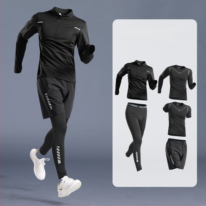 Pánska športová súprava – rýchloschnúci materiál, zmes polyestera – na beh, posilňovanie a jazdu na bicykli, vhodná pre zimu, jar a jeseň