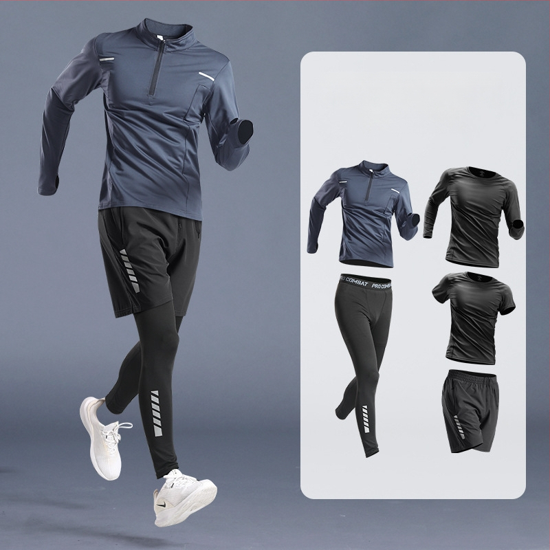 Pánska športová súprava – rýchloschnúci materiál, zmes polyestera – na beh, posilňovanie a jazdu na bicykli, vhodná pre zimu, jar a jeseň