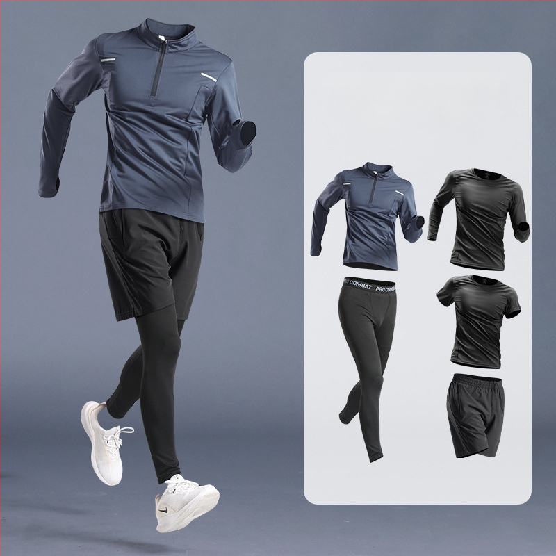 Pánska športová súprava – rýchloschnúci materiál, zmes polyestera – na beh, posilňovanie a jazdu na bicykli, vhodná pre zimu, jar a jeseň