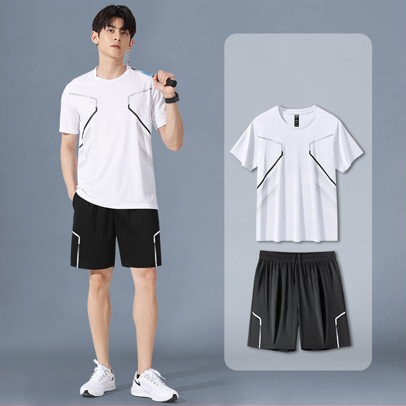 Fitnes súprava na tréning – krátke rukávy, okrúhly výstrih, Corduroy polyester látka, leto, unisex, podšívka >95%