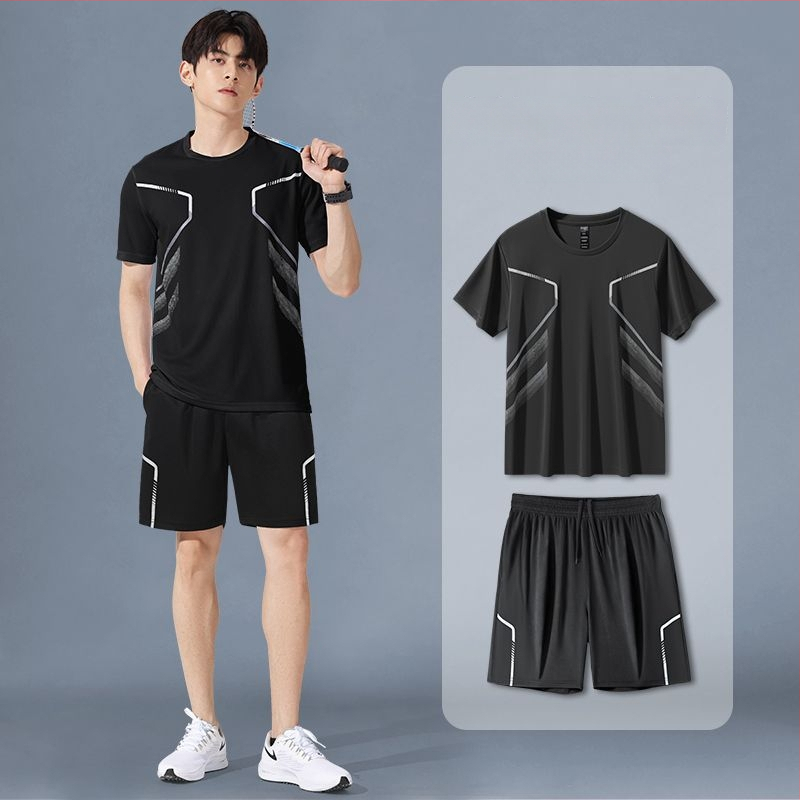 Fitnes súprava na tréning – krátke rukávy, okrúhly výstrih, Corduroy polyester látka, leto, unisex, podšívka >95%