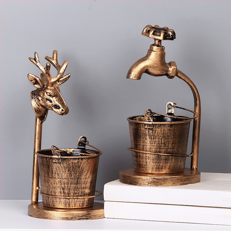 Popolník s dizajnom hlavy jelena, železný, škandinávsky retro štýl