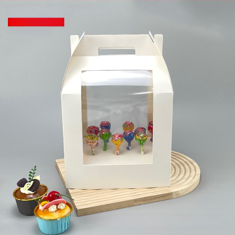 Box na lízanky s okienkom na zobrazenie, prispôsobiteľný (350gsm papier; skladacia tácka; tlač loga; UV tlač)