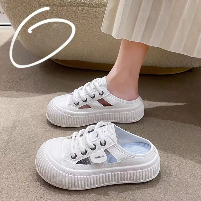 SANGYU moterų PU slip-on sandalai su uždaru apvaliu pirštu, ruduo 2025