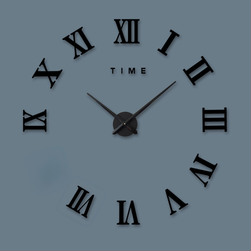 Nástenné hodiny s 3D rímskymi číslicami, akrylové puzdro, batériové napájanie, skokový pohyb sekund, dekoratívne zrkadlo