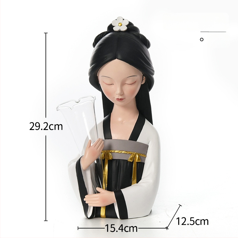 Figúrka zo živice, Tang dynastia dámy, ručne maľovaná, nový čínsky štýl, domáce dekorácie