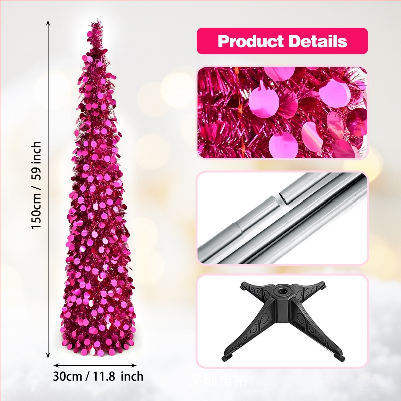 Vianočný stromček dekorácia, kužeľovitá, skladacia PVC dekorácia, Yuqi model 2025