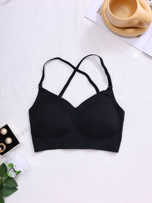 U-tvarovaná podprsenka na otvorený chrbát s push-up vložkami, bezšvový dizajn, pevné dvojité ramienka, nylon látka so spandex podšívkou