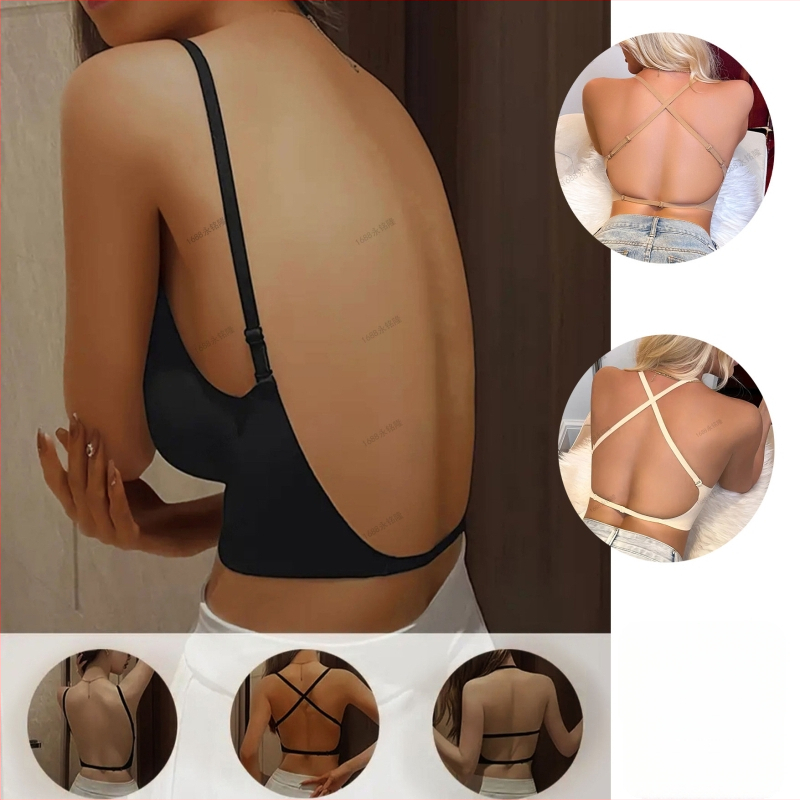 U-tvarovaná podprsenka na otvorený chrbát s push-up vložkami, bezšvový dizajn, pevné dvojité ramienka, nylon látka so spandex podšívkou