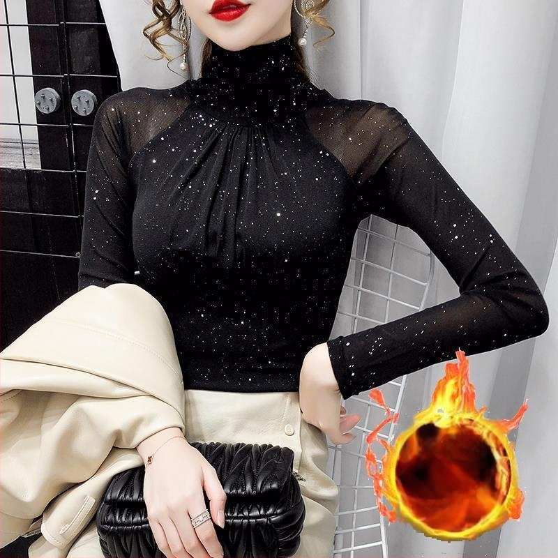 Voľne padnutý sieťovaný top s dlhými rukávmi, pulóver, mestský pracovný štýl — Zima 2024