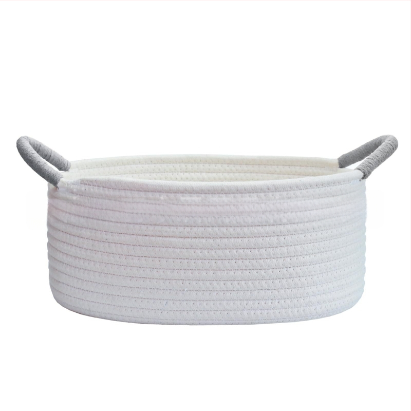 Ovláľny kôš z bavlneného lanka na domáce usporiadanie, s omotaným držadlom, pastoraálny štýl, Flying feather značka, vhodný pre hračky pre domáce zvieratá a drobnosti