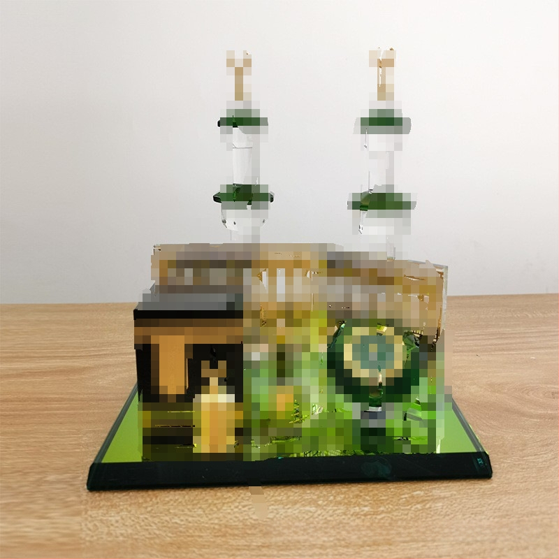 Sklenený geometrický architektonický model – Mecca Clock Tower, volanie k modlitbe, visiaca ozdoba s intarziou