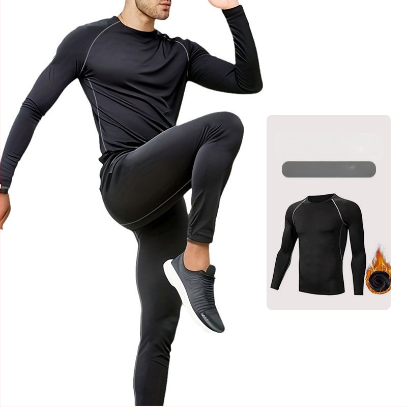 Pánska športová súprava so štíhlym strihom, dlhé rukávy, okrúhly výstrih, polyester s 8% elastan, podšívka Milk Silk, jednofarebná