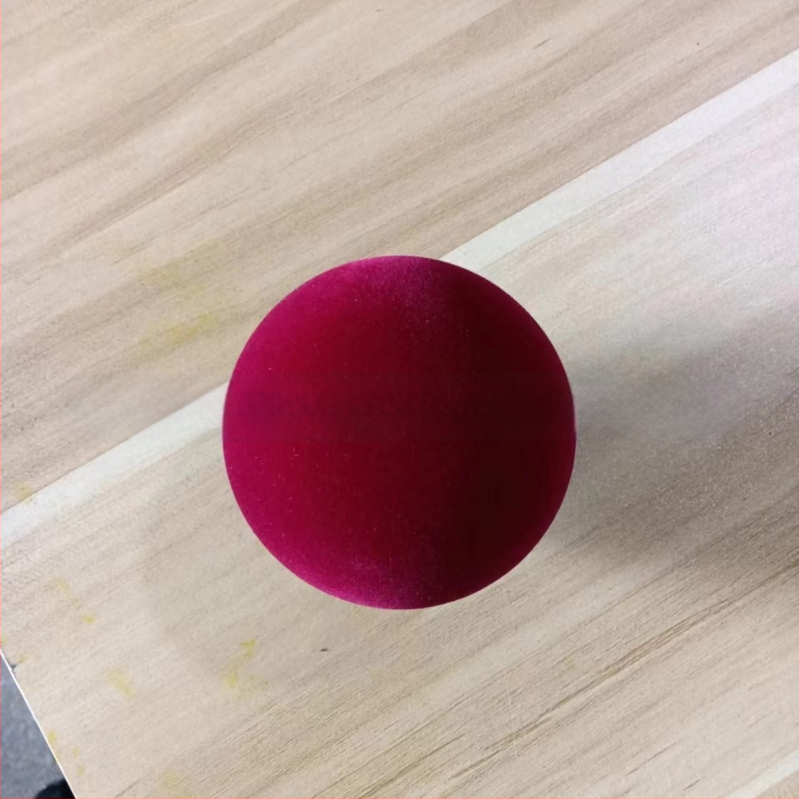 Vianočná guľa s flockingom — Poly Velvet značka, materiál flocking a flocking spracovanie