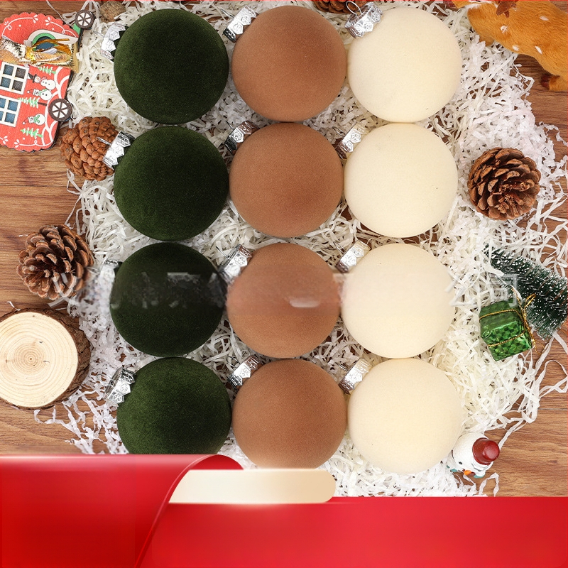 Vianočná guľa s flockingom — Poly Velvet značka, materiál flocking a flocking spracovanie