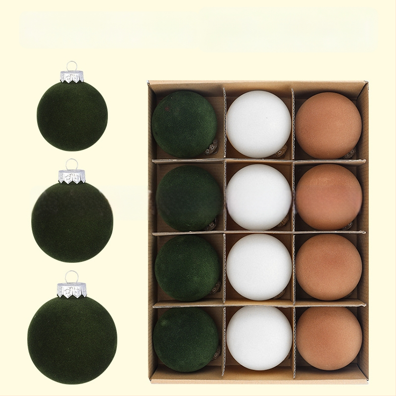 Vianočná guľa s flockingom — Poly Velvet značka, materiál flocking a flocking spracovanie