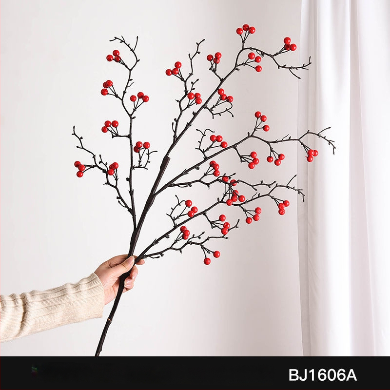 Qiyang Umelé kvety — Granátové jablko, Bohatá ovocná odroda, Materiál 1390, určené na obývaciu izbu a svadobnú výzdobu