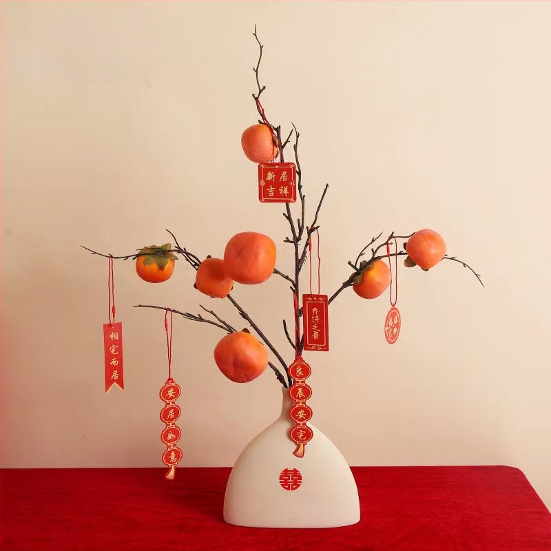 Qiyang Umelé kvety — Granátové jablko, Bohatá ovocná odroda, Materiál 1390, určené na obývaciu izbu a svadobnú výzdobu