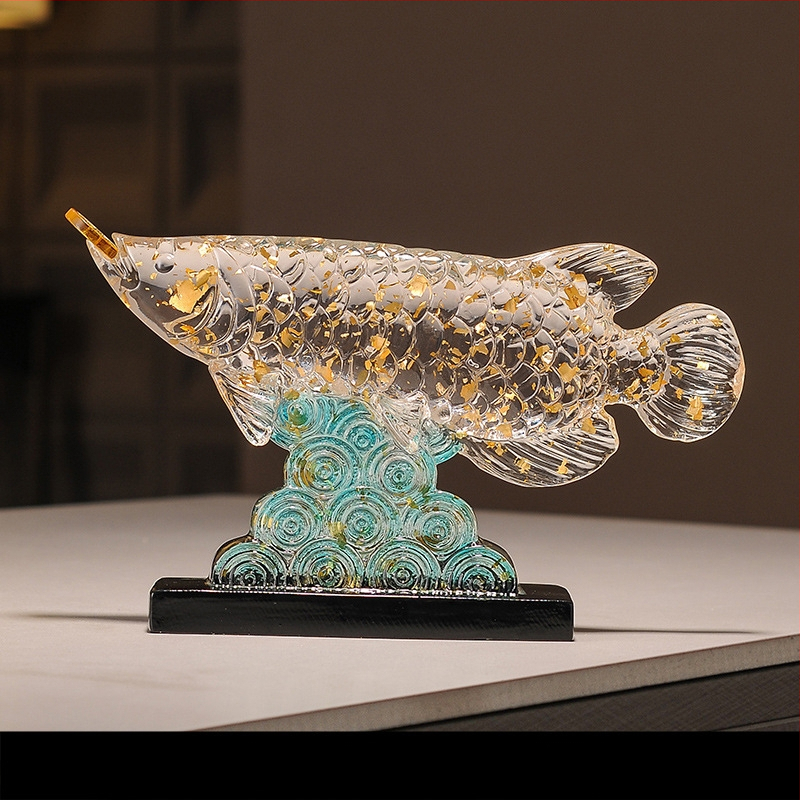 Figúrka koi z živice pre vstupnú halu a skriňu na víno, štýl Nový čínsky štýl, domáca dekorácia, vhodný obchodný dar