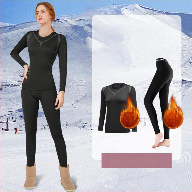 Ženský rýchloschnúci termo-kompresný základný diel s fleecovou podšívkou pre lyžovanie, jogu a fitness