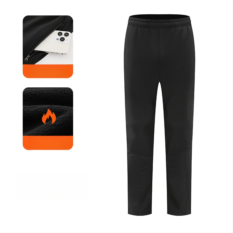 Pánske nohavice s fleecovou podšívkou na zimu, rovný strih, stredný pás, športový/základný štýl, slim-fit