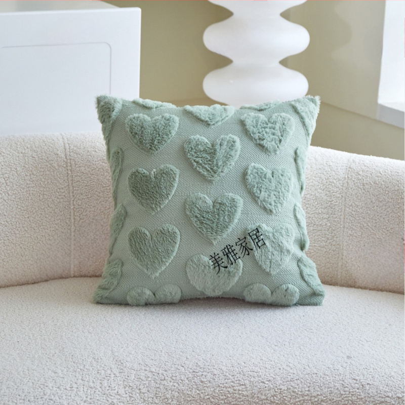 Dekoratívny vankúš s 3D plyšovou textúrou, srdcový vzor, štýl novokínsky pre obývaciu izbu.