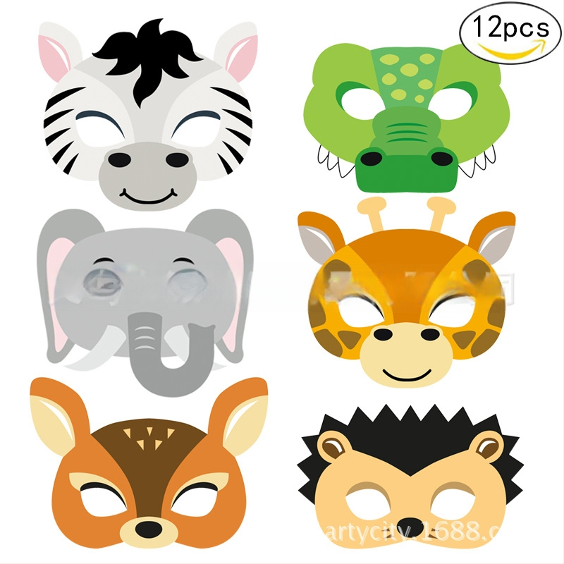 Masky zvierat pre detskú narodeninovú oslavu — papierové masky na DIY, milý štýl