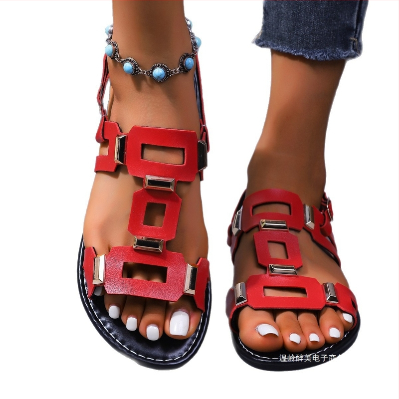 Paplūdimio sandalai su PU viršutine dalimi, guminė padas, sagties užsegimas, čiurnos dirželis, kvėpuojantys