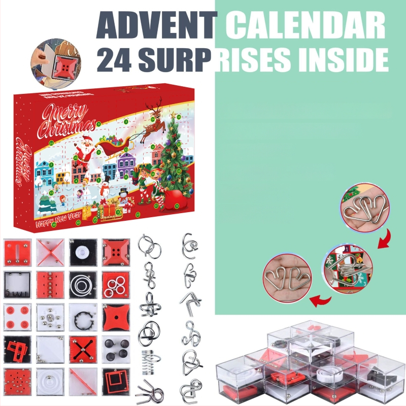 Vianočná hlavolamová hračka: Luban lopta s labyrintom a odomknutím železného kruhu, plastová, balené v farebnej škatuľke, darček pre deti a priateľov