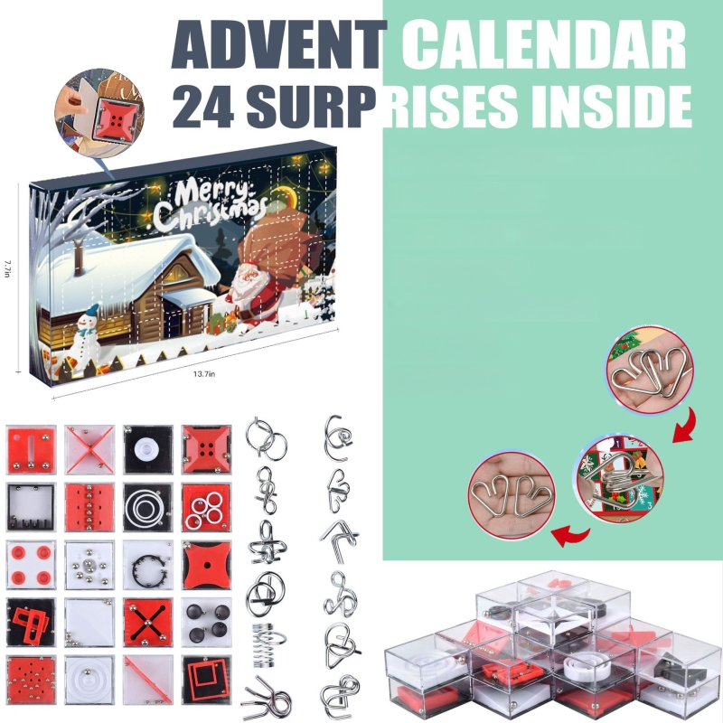 Vianočná hlavolamová hračka: Luban lopta s labyrintom a odomknutím železného kruhu, plastová, balené v farebnej škatuľke, darček pre deti a priateľov