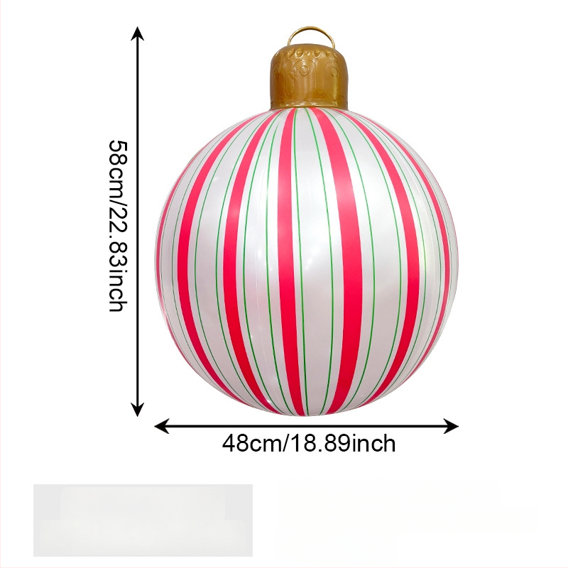 Nafukovacia vianočná guľa s pruhmi a perlovo svetelnou páskou - PVC, sieťotlač (silk screen), lux dekor