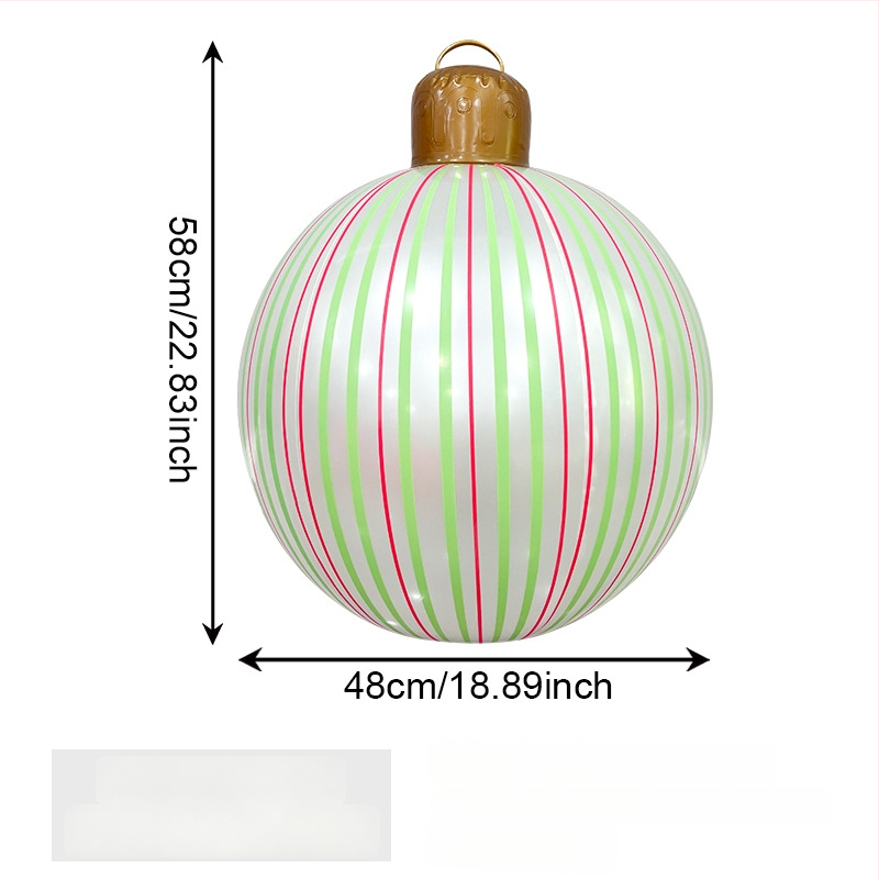 Nafukovacia vianočná guľa s pruhmi a perlovo svetelnou páskou - PVC, sieťotlač (silk screen), lux dekor