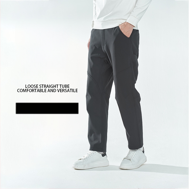 Newkisen pánske zimné vetruodolné soft-shell nohavice na behanie, voľný strih, stredná výška pásu, 10% elastan