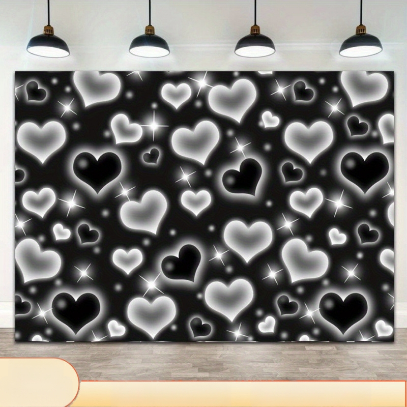 Valentínsky deň tematický horizontálny banner na pozadie pre fotenie so srdcom, polyesterová látka, plochá tlač, bez stožára, balené v OPP vrecku
