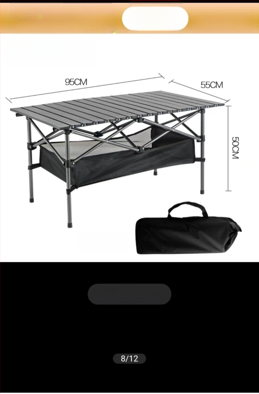 Egg Roll Table — Lauko sulankstomas ilgas stalas kempingui ir kepsninėms, iš anglies plieno, sulankstomas, Egg Roll stilius