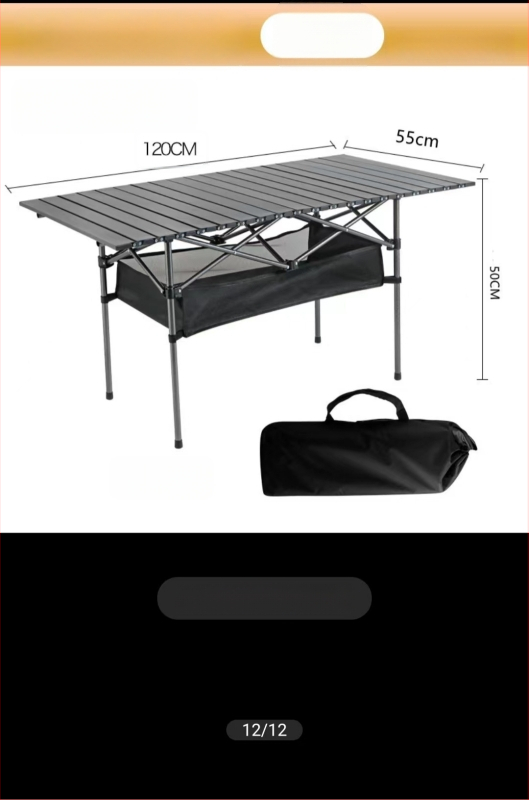 Egg Roll Table — Lauko sulankstomas ilgas stalas kempingui ir kepsninėms, iš anglies plieno, sulankstomas, Egg Roll stilius