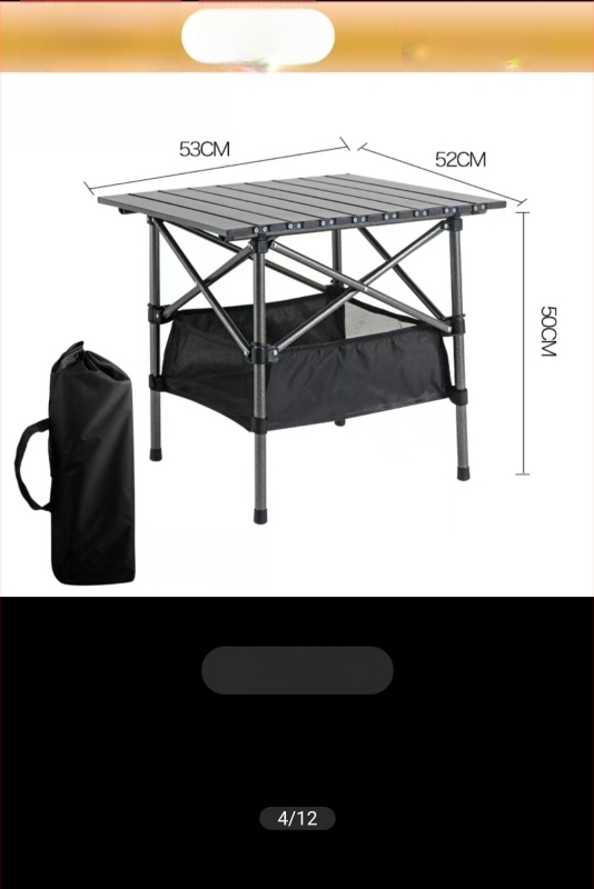 Egg Roll Table — Lauko sulankstomas ilgas stalas kempingui ir kepsninėms, iš anglies plieno, sulankstomas, Egg Roll stilius