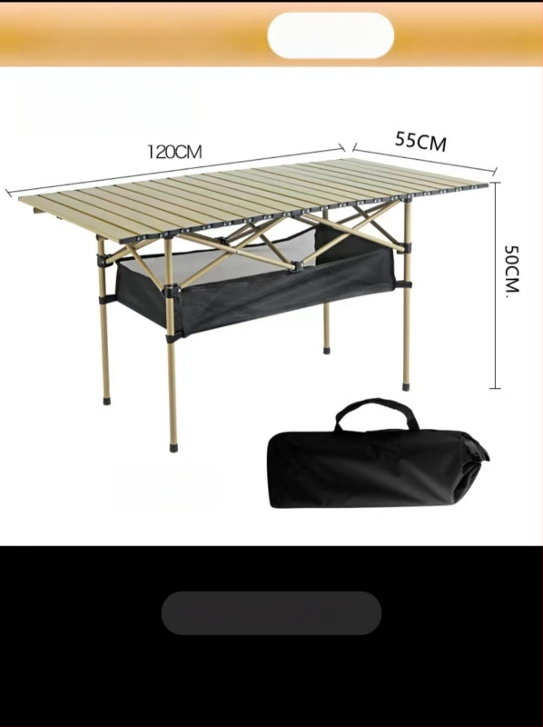 Egg Roll Table — Lauko sulankstomas ilgas stalas kempingui ir kepsninėms, iš anglies plieno, sulankstomas, Egg Roll stilius