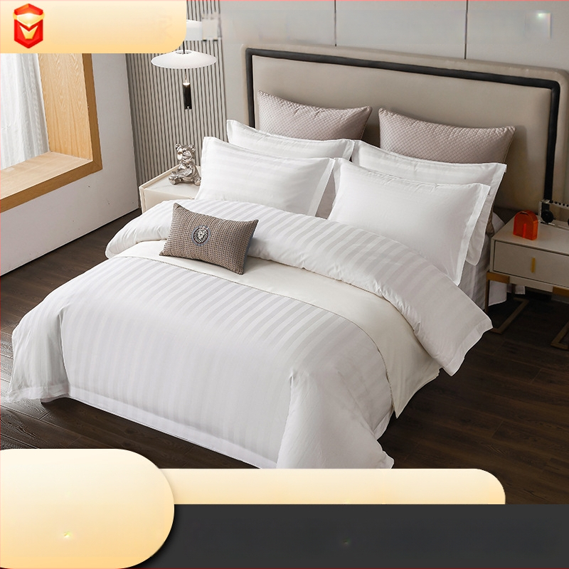 Hotelová posteľná súprava, pruhy, saténová tkanina, reaktívne farbenie, 40s bavlna, štvordielny set