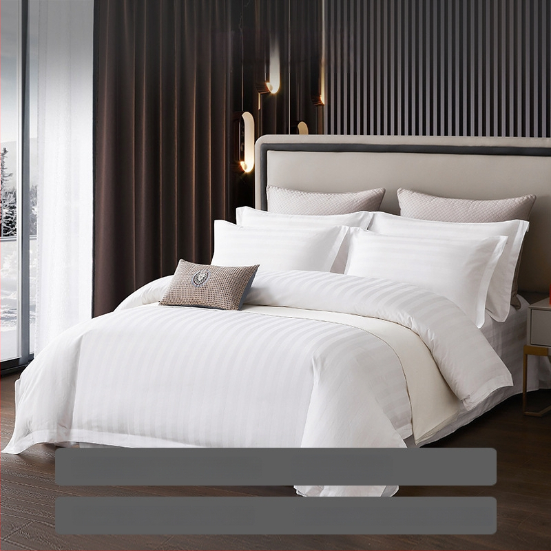 Hotelová posteľná súprava, pruhy, saténová tkanina, reaktívne farbenie, 40s bavlna, štvordielny set