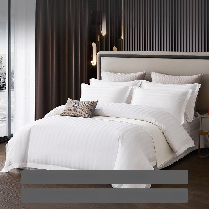 Hotelová posteľná súprava, pruhy, saténová tkanina, reaktívne farbenie, 40s bavlna, štvordielny set