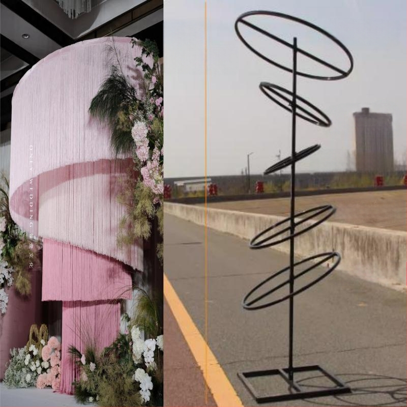 Telekopická železná tyč pre svadobnú záclonu s korálkami – kruhový rám, dekorácia